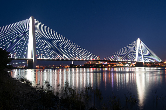 Stan Musial Veterans Memorial Bridge at Night - St. Louis Missouri